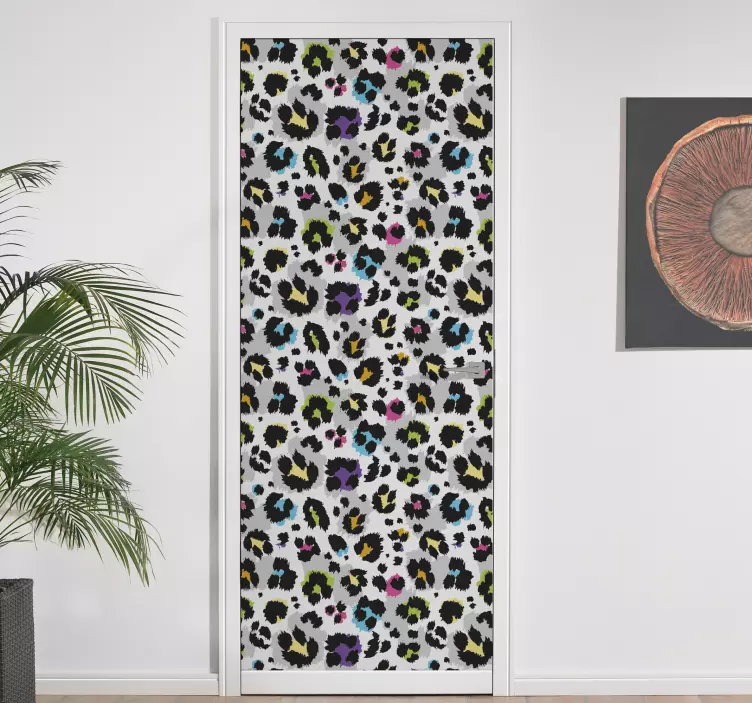 Colored spots on white background door sticker - TenStickers