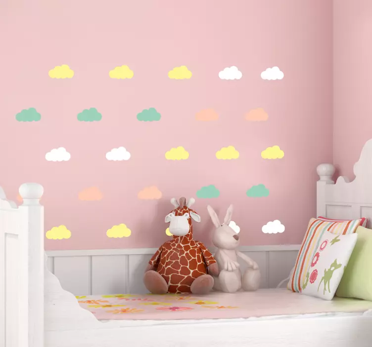 Pastel cloud patterns kid's sticker - TenStickers