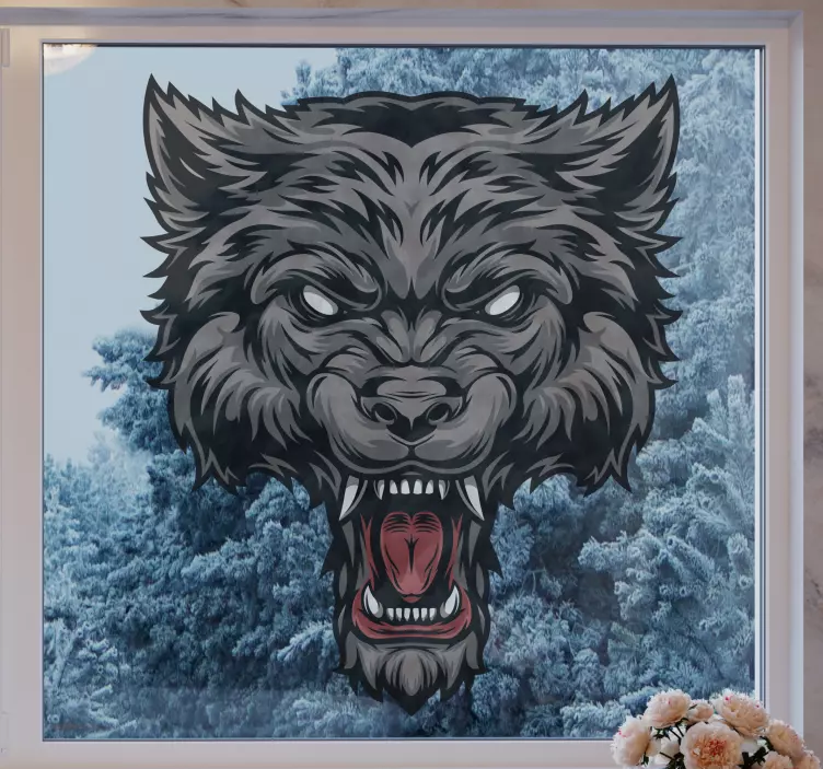 Colorful dangerous wolf window decal - TenStickers