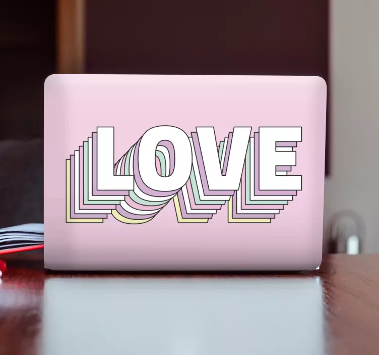 Colorful Love Typography laptop skin - TenStickers