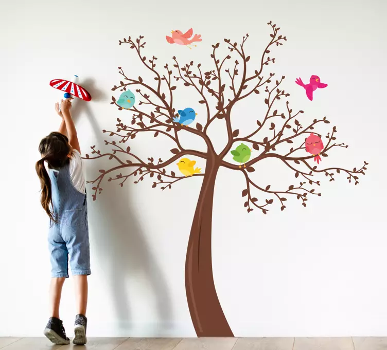 Colorful tree design kids bedroom wall sticker - TenStickers