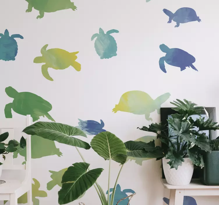 Colorful turtle pack animal wall sticker - TenStickers