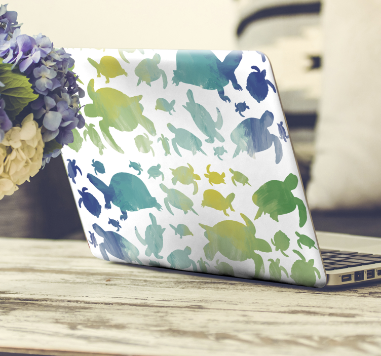 Colorful turtle pack laptop sticker - TenStickers