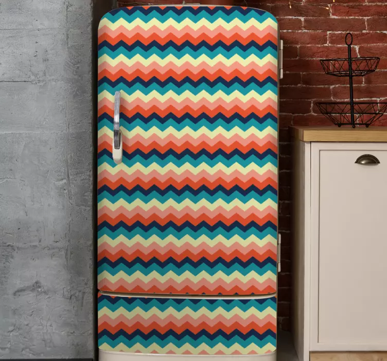 Colorful Zigzag Pattern fridge sticker - TenStickers