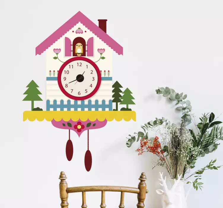 Colourful Cuckoo Clock Wall Sticker - TenStickers