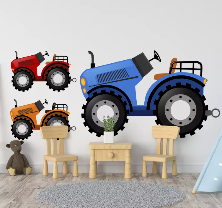 Colorful tractors toy sticker - TenStickers