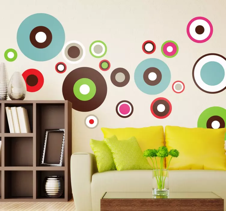 Colorful concentric circles geometric wall sticker - TenStickers