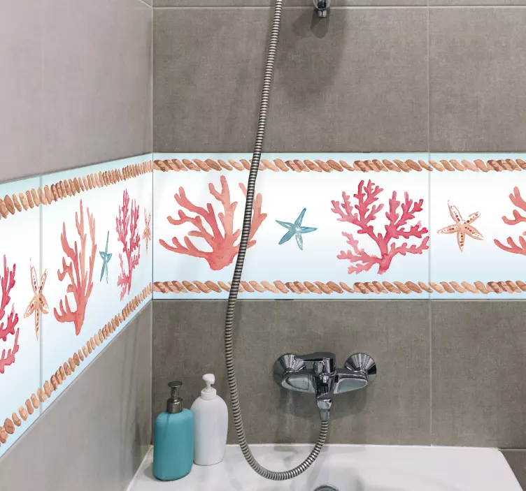 Coral Bathroom Tile Sticker - TenStickers