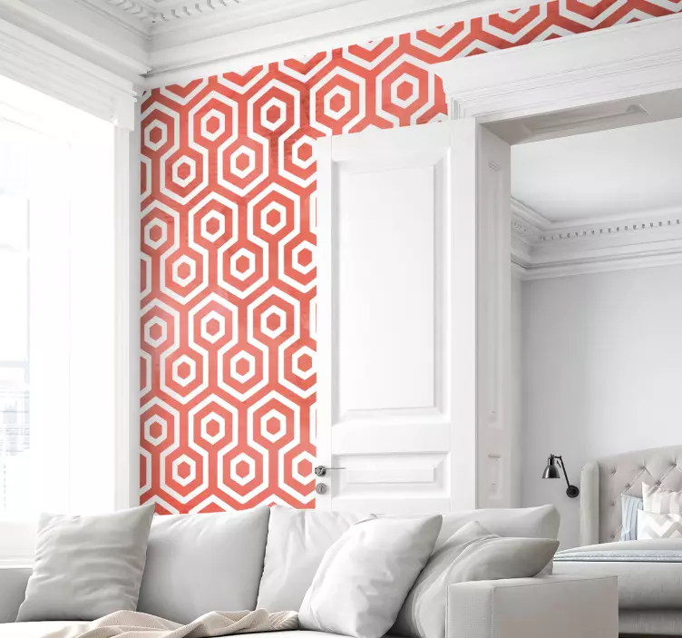 coral geometric texture wall sticker - TenStickers