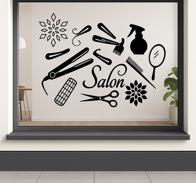 Cosmetic salon instruments health and beauty sticker - TenStickers