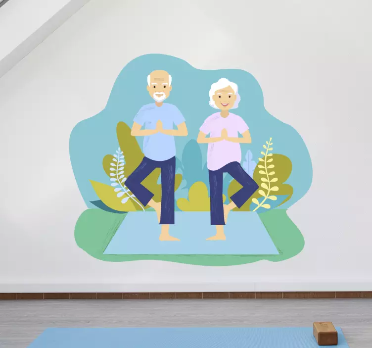 Couple training yoga wall sticker - TenStickers