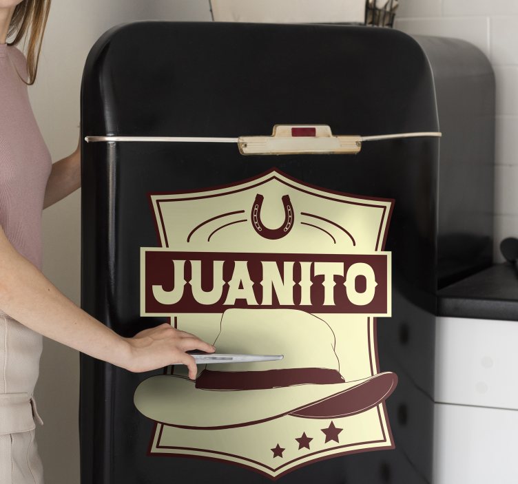 Cowboy hat with name fridge sticker - TenStickers