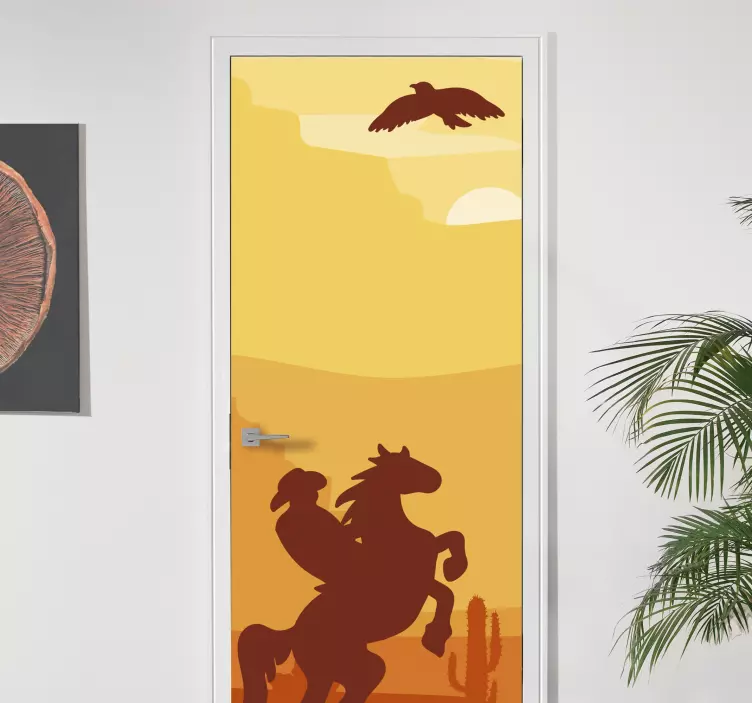 Cowboy Landscape door sticker - TenStickers