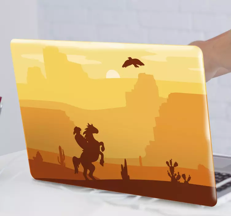 Cowboy Landscape  laptop sticker - TenStickers