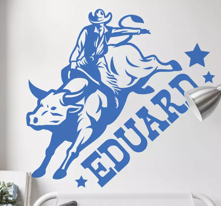 Cowboy riding a bull  wall sticker - TenStickers