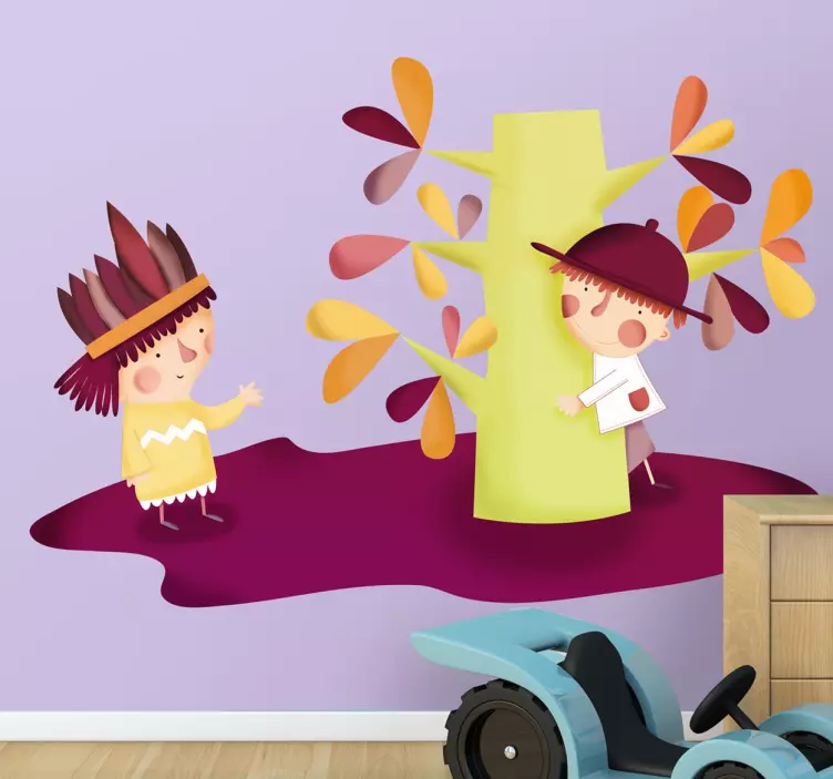 Cowboys and Indians Kids Sticker - TenStickers