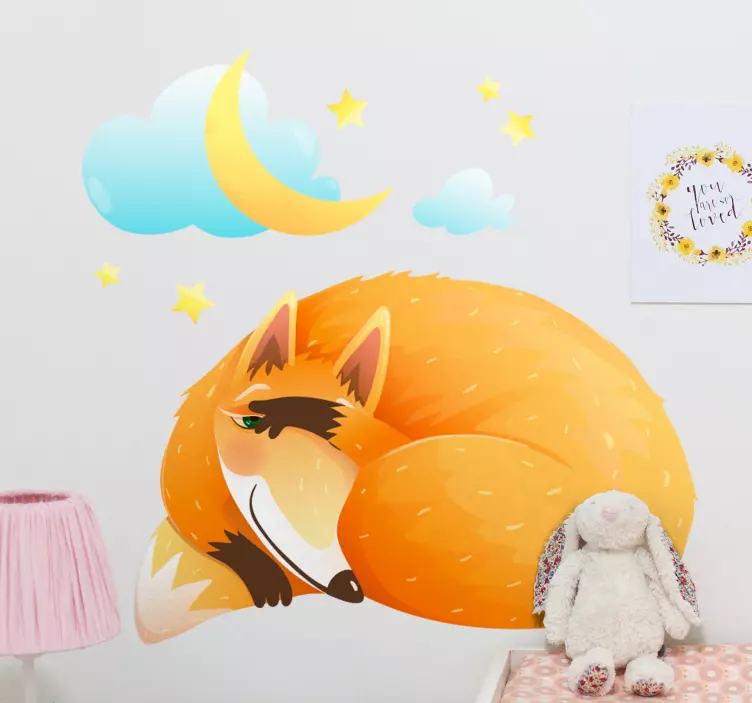 Cuddly Sleeping Fox cat sticker - TenStickers