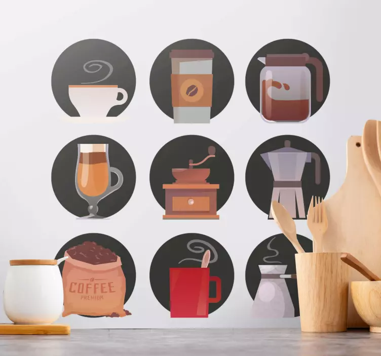 Cuisine wall sticker coffee brewing essentials - TenStickers