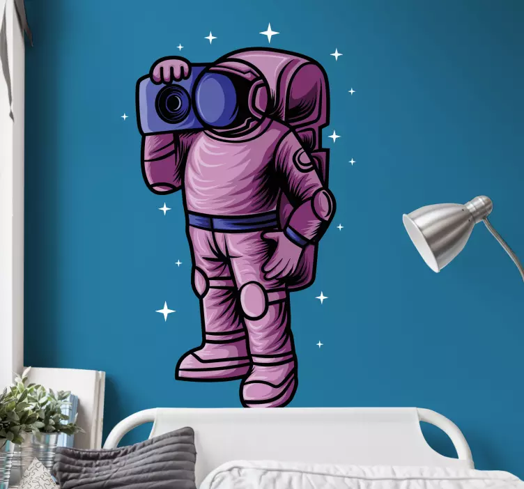 Space sticker curious astronaut exploring - TenStickers