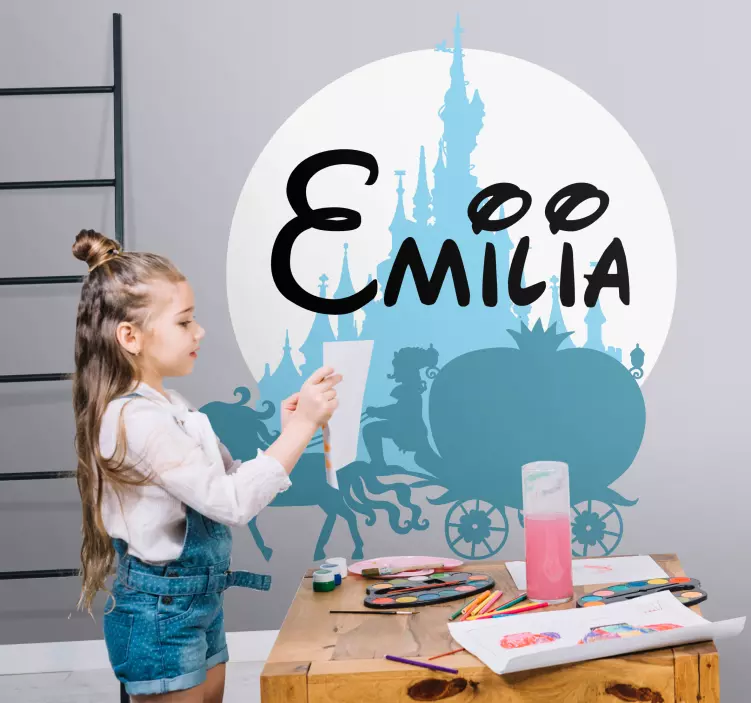 Blue fairytale with name sticker illustration - TenStickers