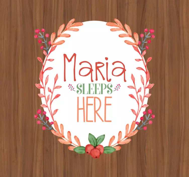 Custom Sleeps Here Door Sticker - TenStickers