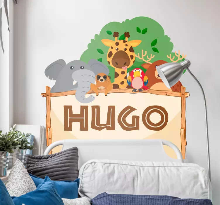 customizable jungle headboard wild animal decal - TenStickers