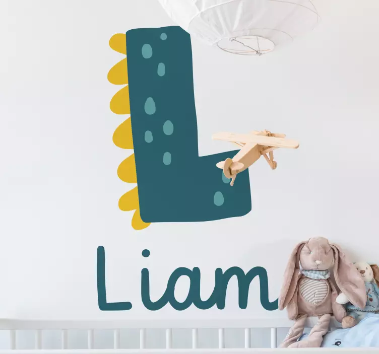 Customizable letter and name dinosaur sticker - TenStickers
