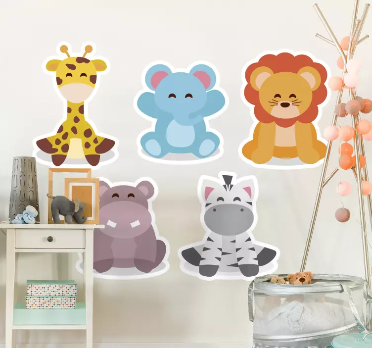 Cute Animal Characters cat sticker - TenStickers