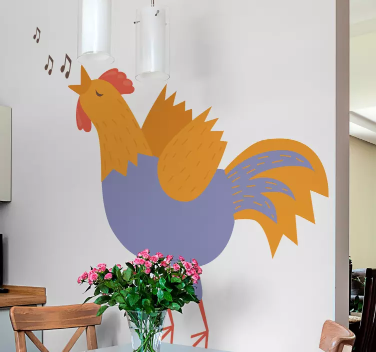 Cute cartoon rooster bird wall sticker - TenStickers