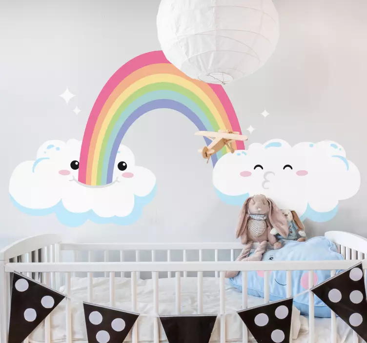 Cute cloud puking out rainbow cartoon decal - TenStickers