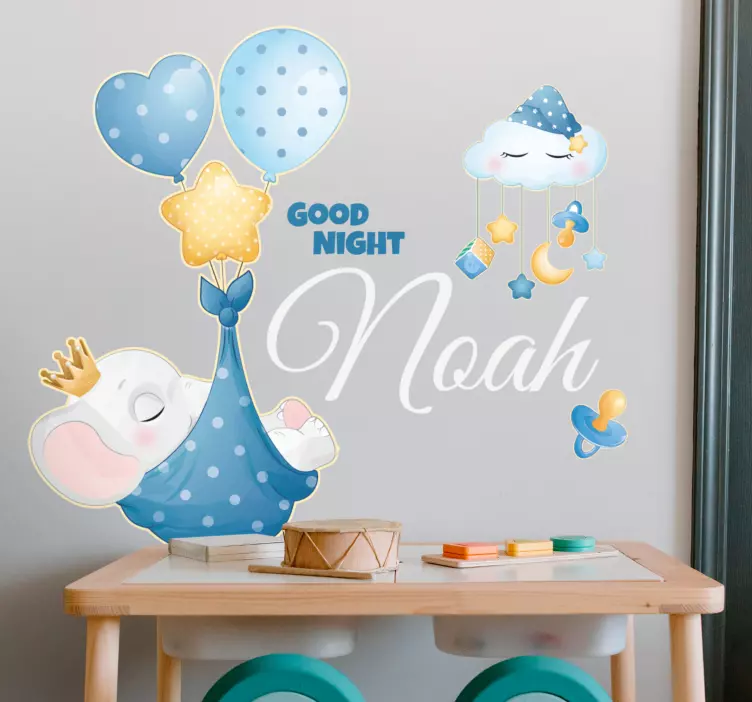 Cute elephant for boy with name   wall sticker - TenStickers