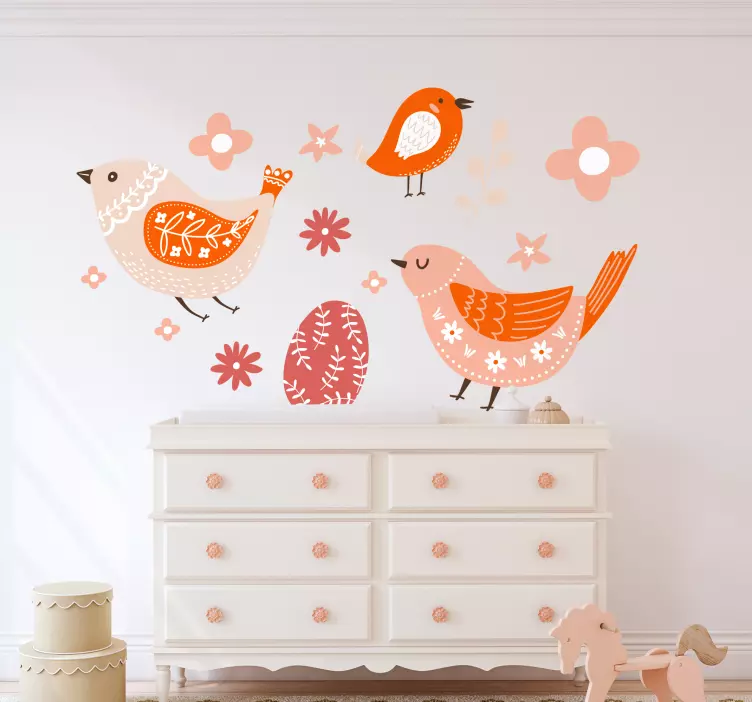 Folk feathered motif bird sticker - TenStickers