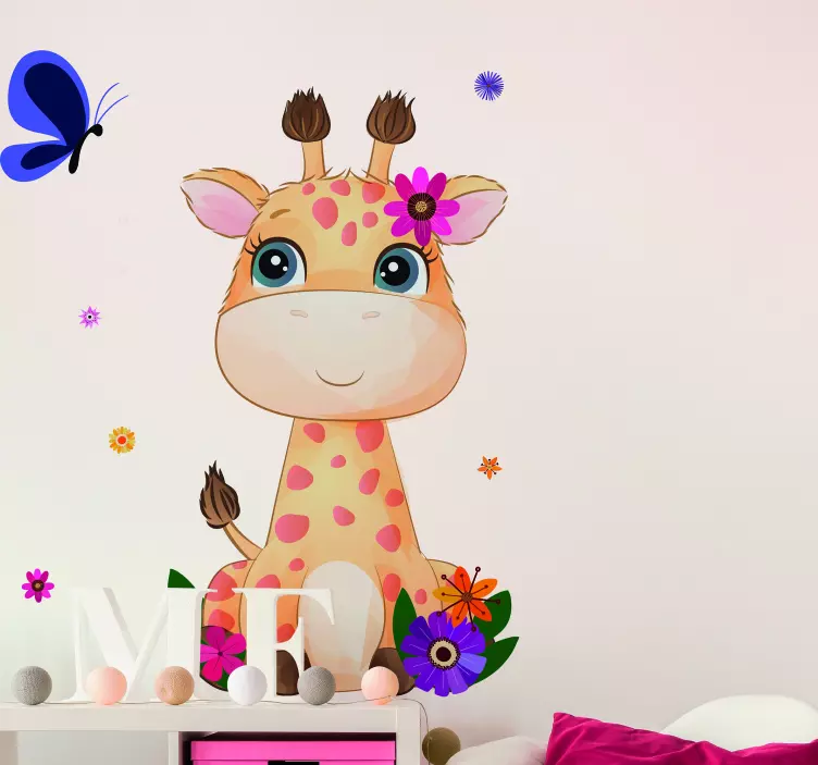 Cute Giraffe Character cat sticker - TenStickers