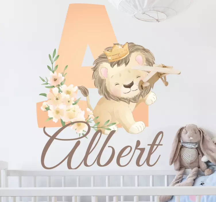 Cute Lion Illustration kid's sticker - TenStickers