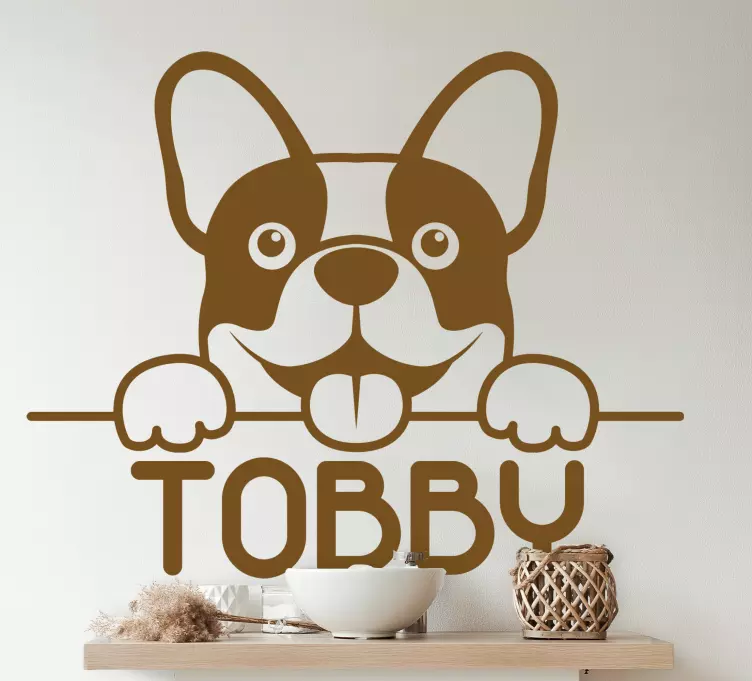 Cute monocolor dog peeking vinyl decal - TenStickers