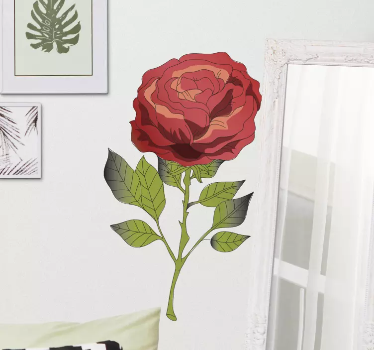 Cute red rose flower wall sticker - TenStickers