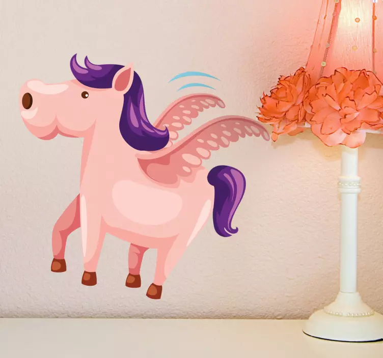 Cute Winged Pony cat sticker - TenStickers