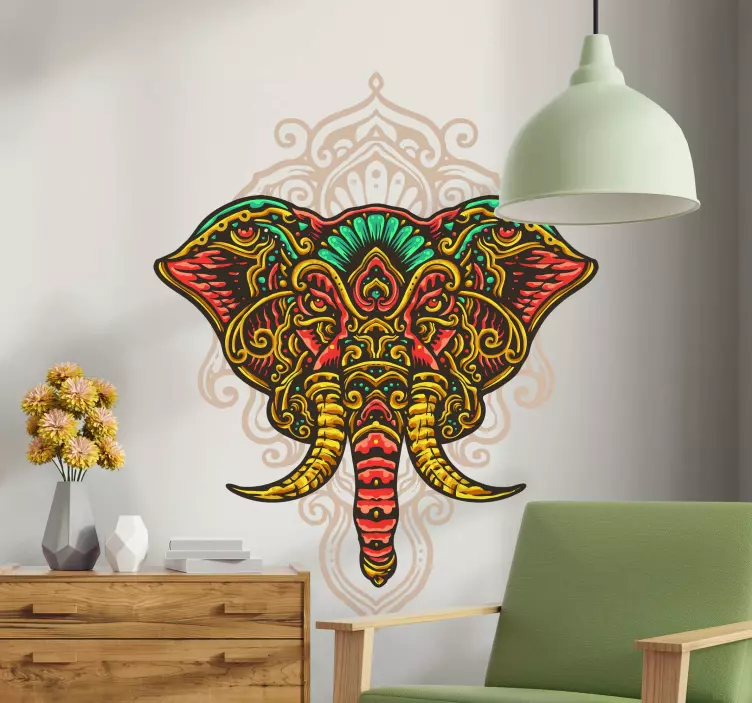 Dambulla elephant mandala wild animal decal - TenStickers
