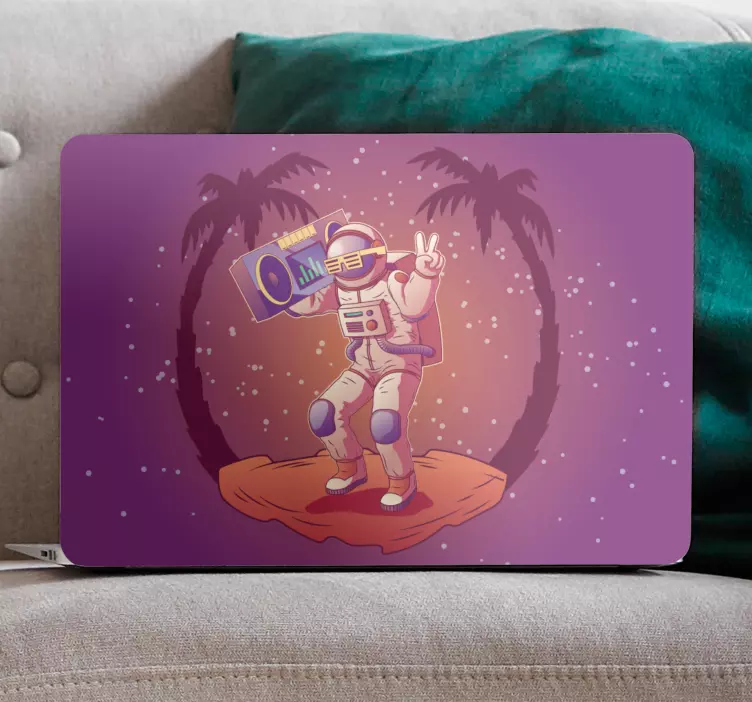 Dancing astronaut in space suit laptop skin - TenStickers