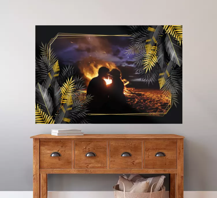 Dark leaves photo frame wall Stickers - TenStickers