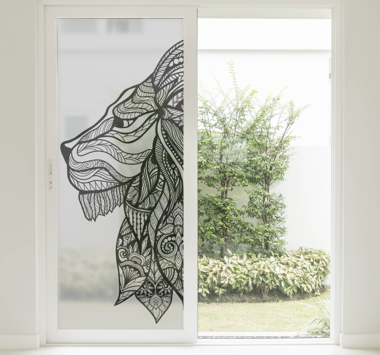 decorative mandala lion head window sticker - TenStickers