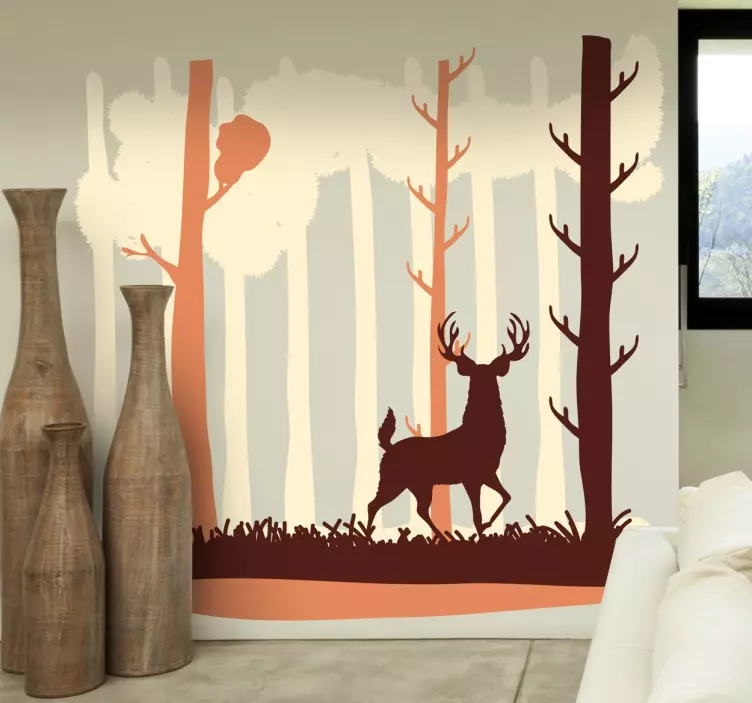 Deer and Forest Wall Sticker - TenStickers