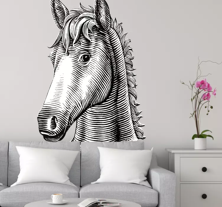 Detailed horse head animal wall decor - TenStickers