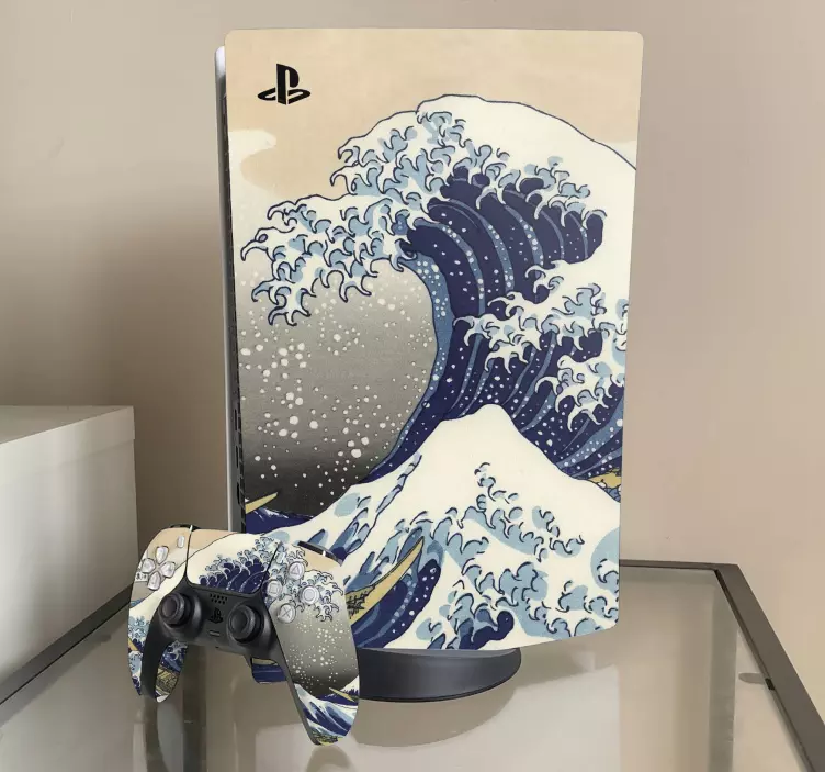 Japanese wave off Kanagawa painting ps5 sticker - TenStickers