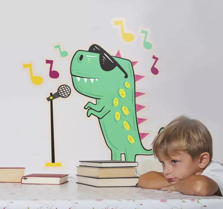 Dinosaur wall sticker singing dinosaur character - TenStickers