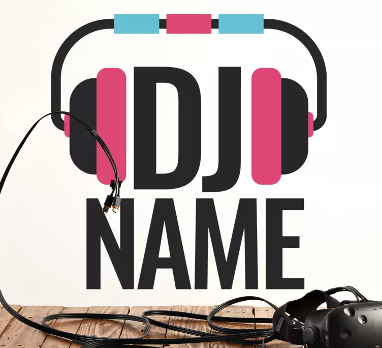 Headphone with personalised name dj sticker - TenStickers