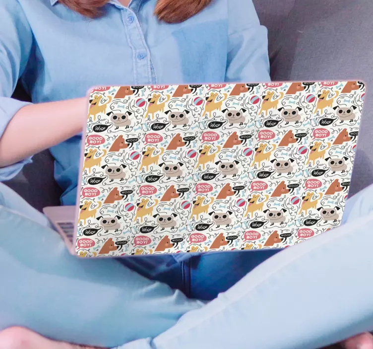 Dogs pattern laptop sticker - TenStickers