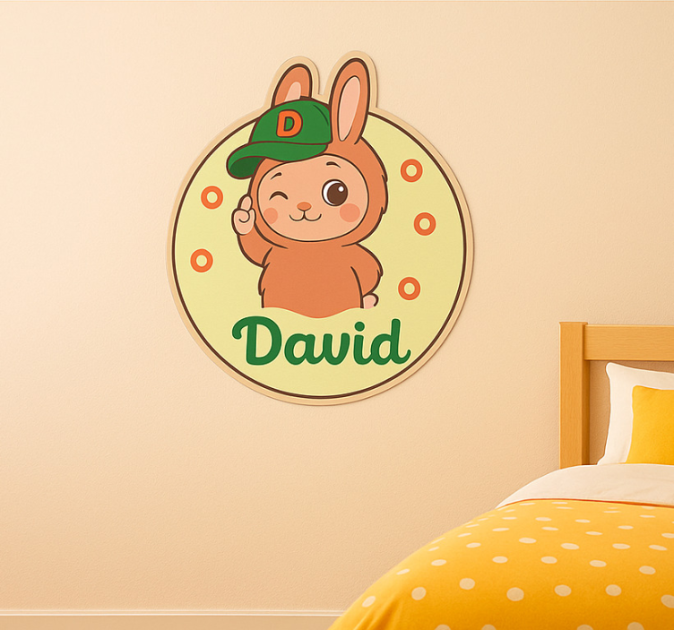 Doll winking with name sticker illustration - TenStickers