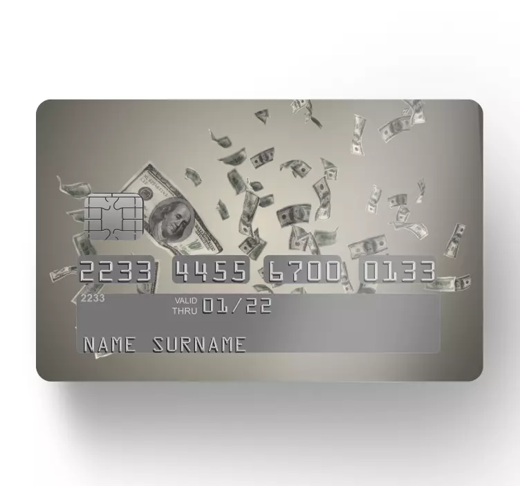 Dollars money rain credit card sticker - TenStickers
