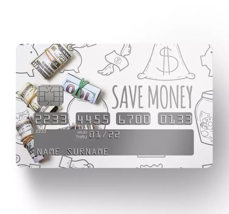 Doodle financial save money credit card sticker - TenStickers